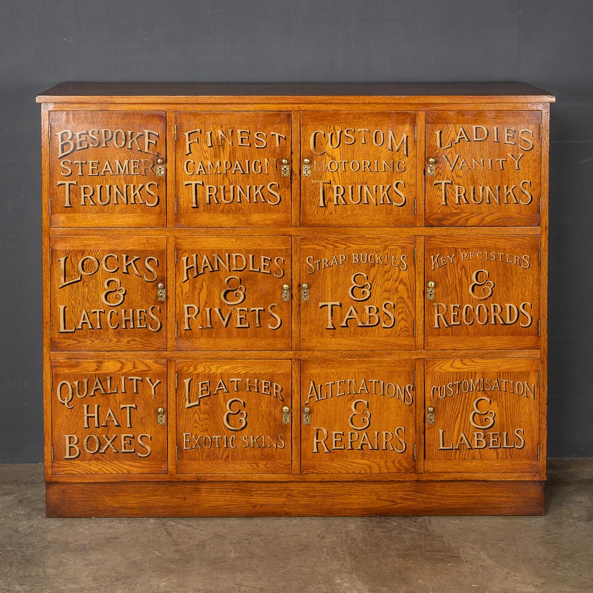 Antique early 20th Century English mahogany, 12-doored, set of estate lockers, primarily would have been used as an estate cupboard,. Beautiful piece of period furniture, each door is later painted with equestrian related items, a very practical and