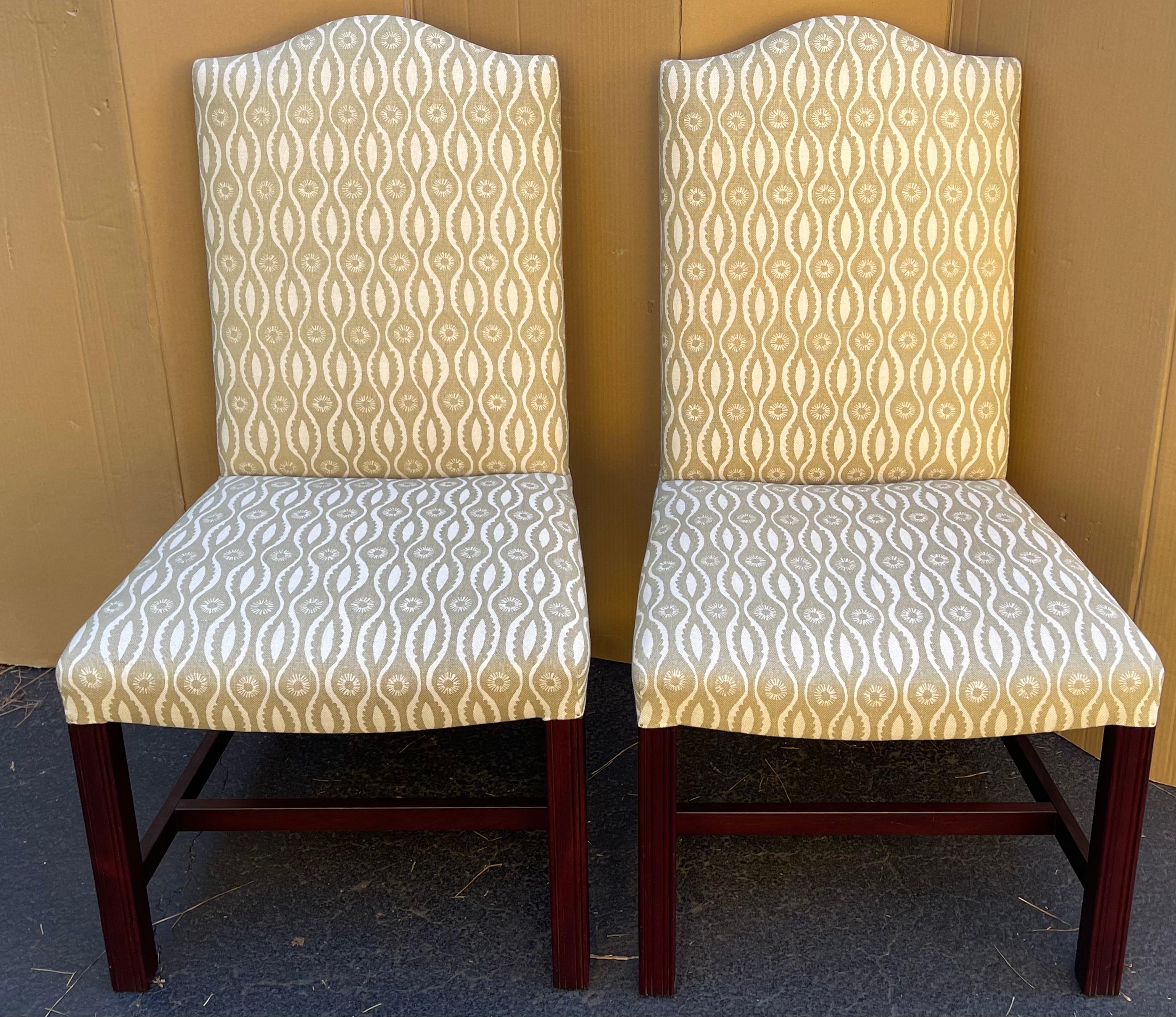 20th Century English Mahogany George Smith Side Chairs in Linen, Pair 3