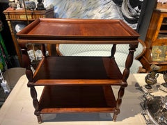 20th Century English Mahogany Serving Table on Three Levels Bamboo Shaped Legs