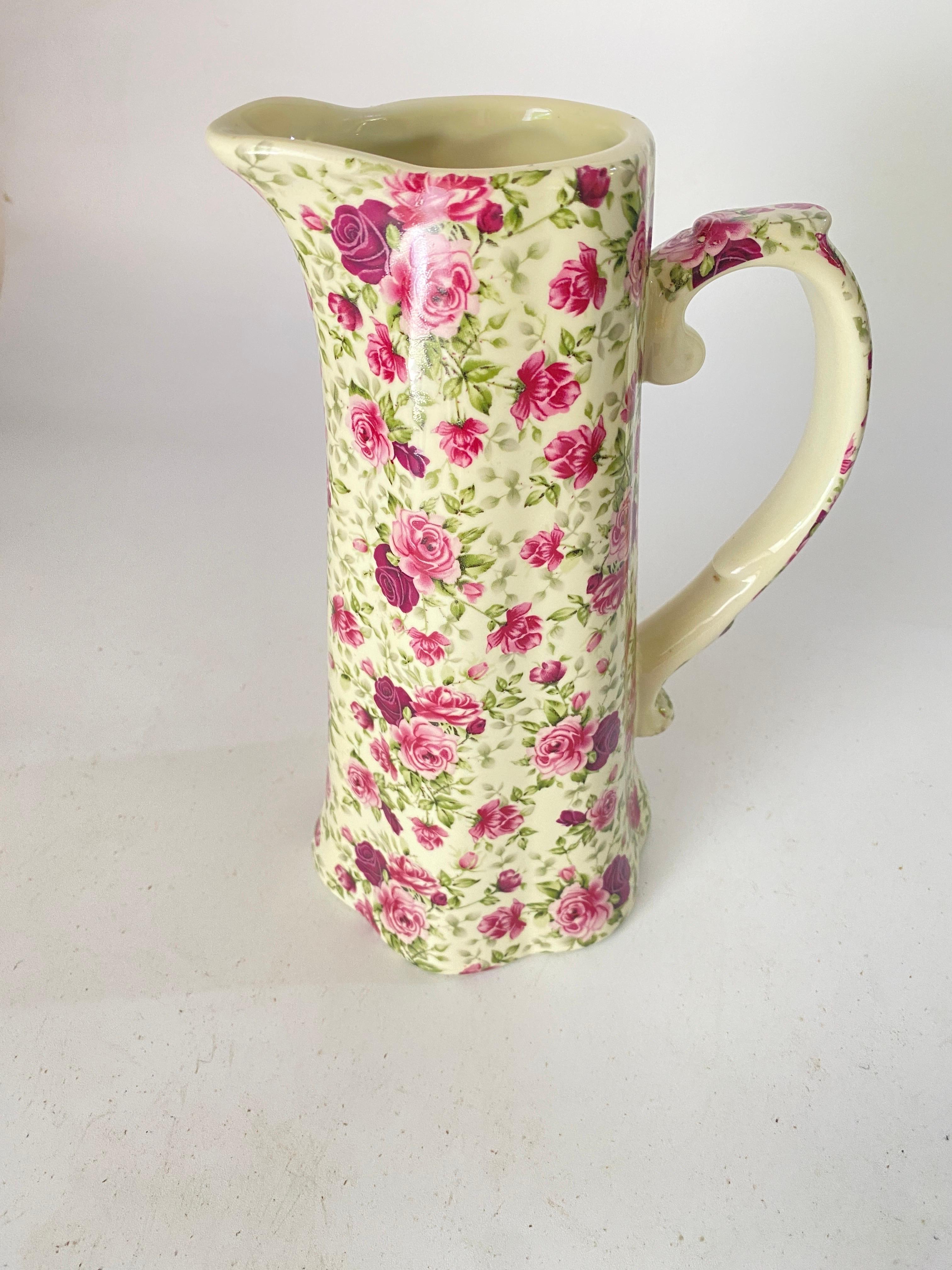 20th Century English Majolica Pink colorJug Signed Staffordshire For Sale 3