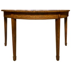 20th Century English Marquetry Demilune Console Table