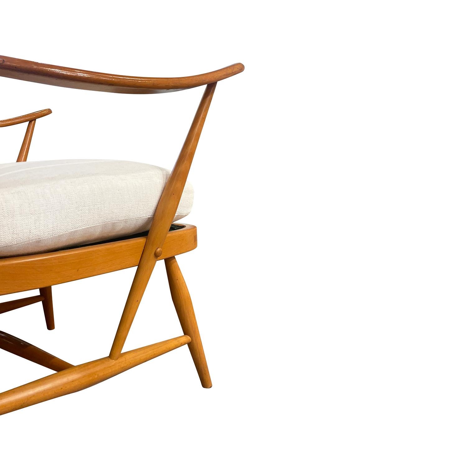 20th Century English Modern Beechwood Armchair - Single Vintage Side Chair For Sale 6