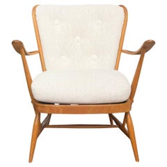 20th Century English Modern Beechwood Armchair - Single Vintage Side Chair