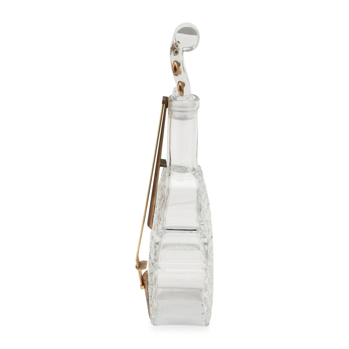 Art Deco 20th Century English Novelty Cut Glass Decanter In The Shape Of A Double Bass For Sale