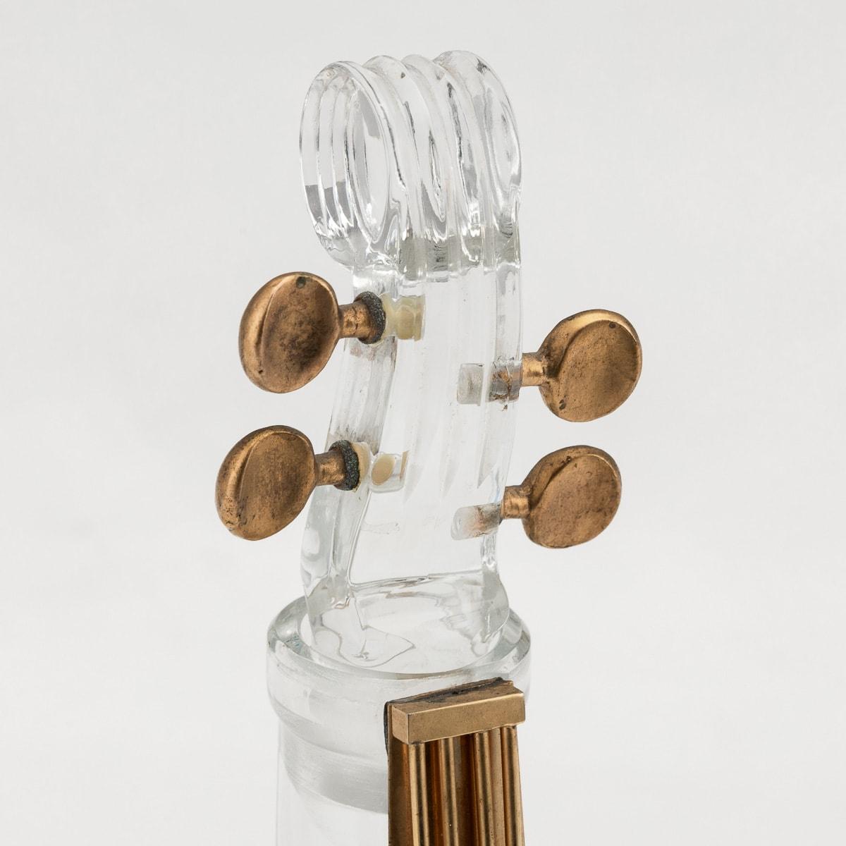 Brass 20th Century English Novelty Cut Glass Decanter In The Shape Of A Double Bass For Sale