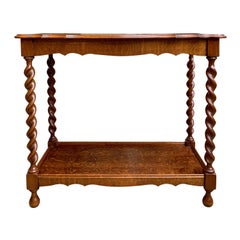 Retro 20th Century English Oak Barley Twist Side Hall Table Server Jacobean Style