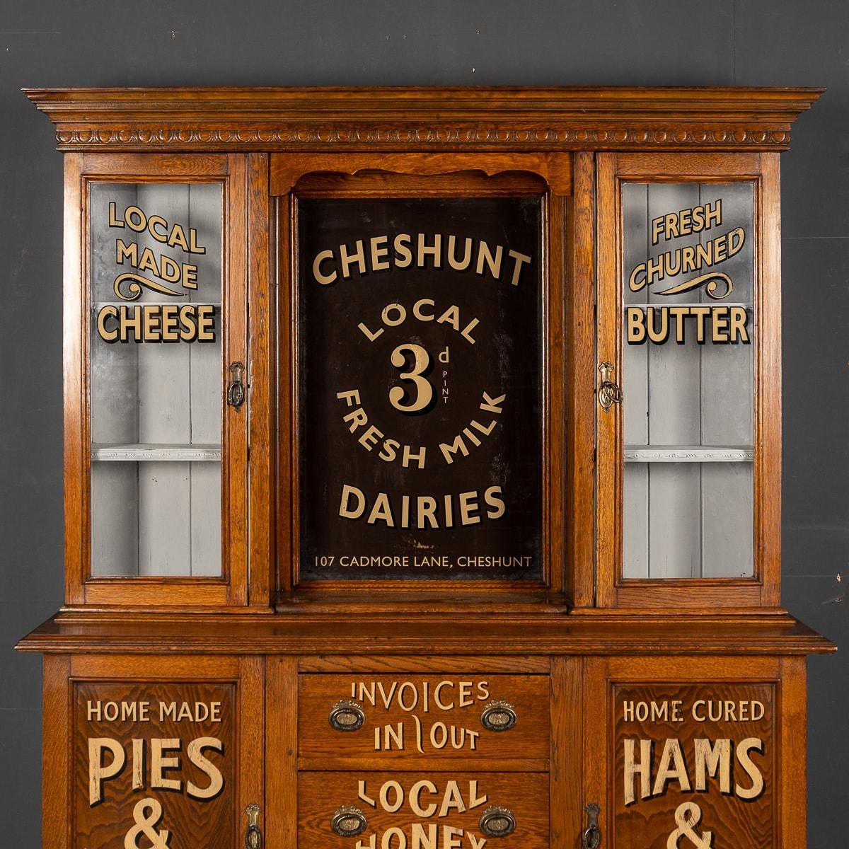 20th Century English Oak Dairy / Grocery Shop Dresser, circa 1920 In Good Condition For Sale In Royal Tunbridge Wells, Kent