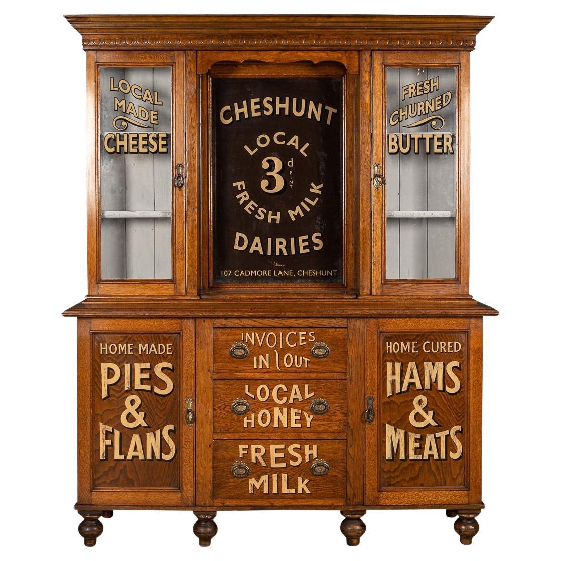 20th Century English Oak Dairy / Grocery Shop Dresser, circa 1920 For Sale