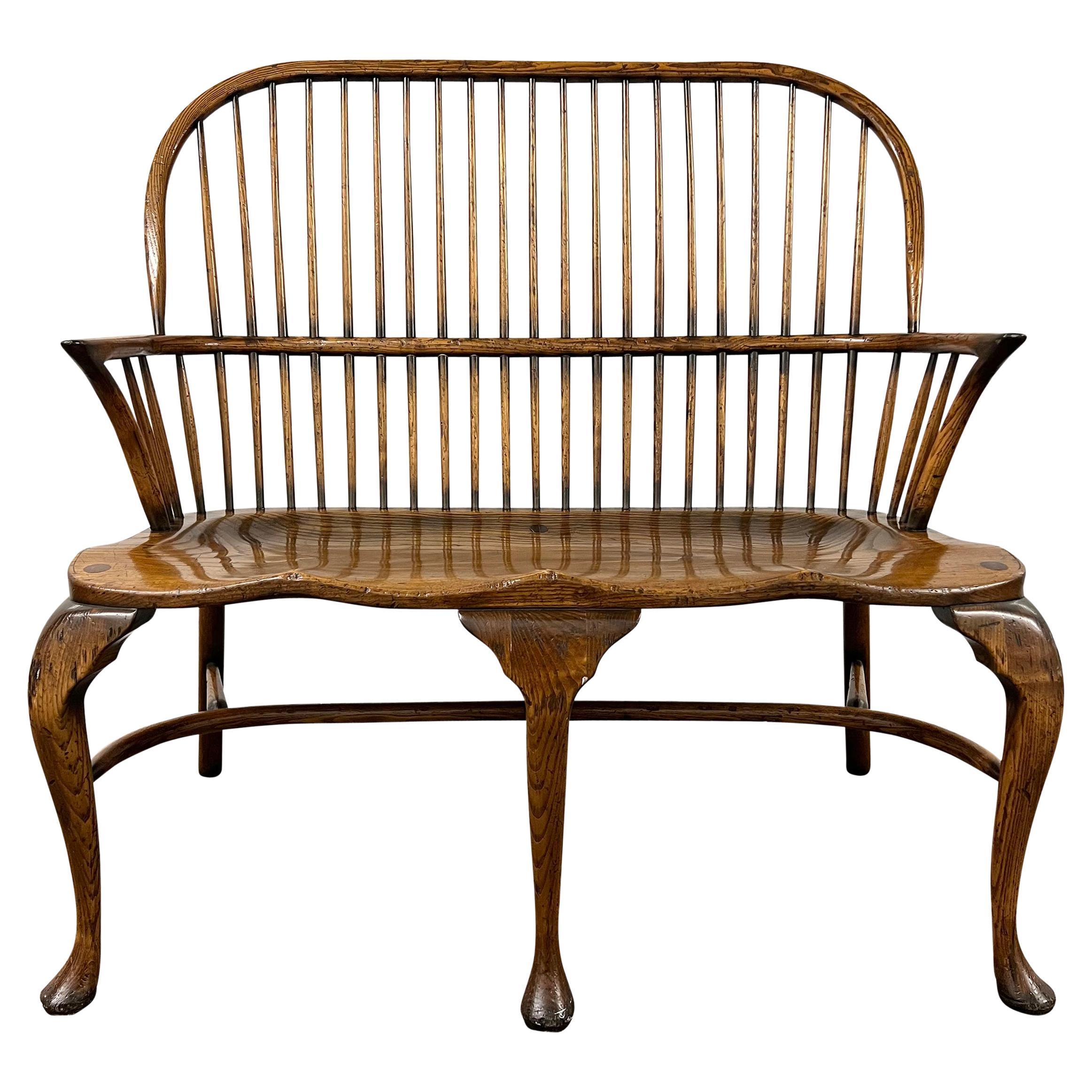20th Century English Oak Sack-Back Bench For Sale