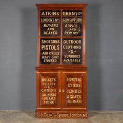19thC English Walnut Gun Store Advertising Cabinet c.1890