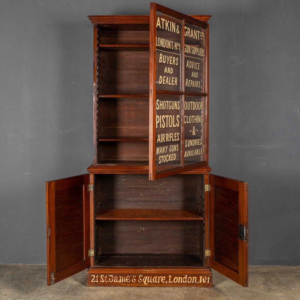 British 19thC English Walnut Gun Store Advertising Cabinet c.1890