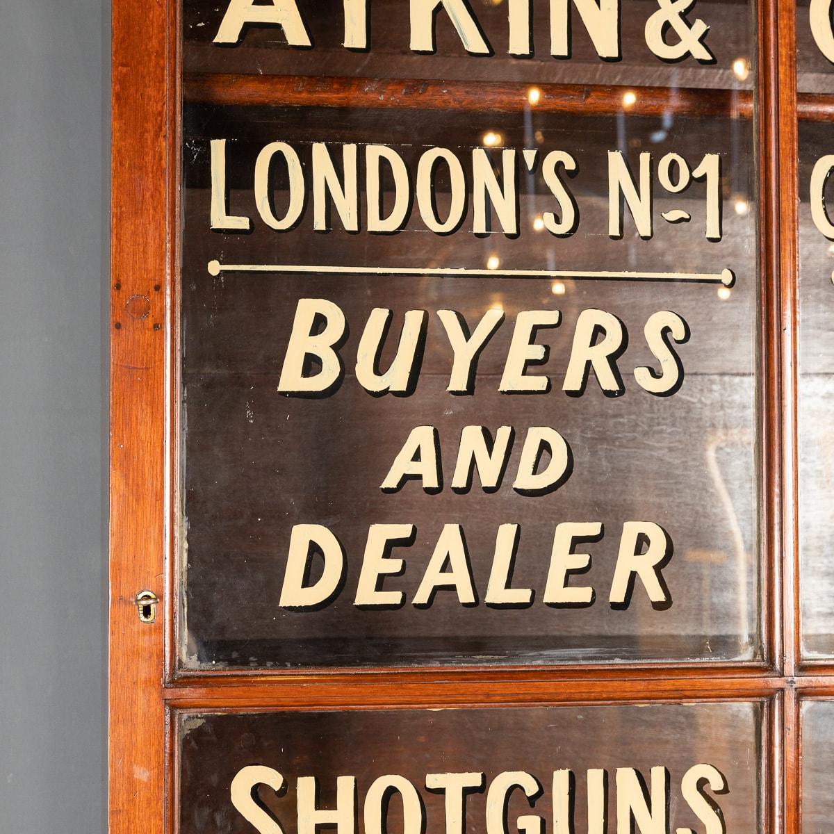 Brass 19thC English Walnut Gun Store Advertising Cabinet c.1890