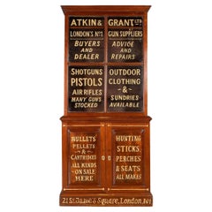 Antique 19thC English Walnut Gun Store Advertising Cabinet c.1890
