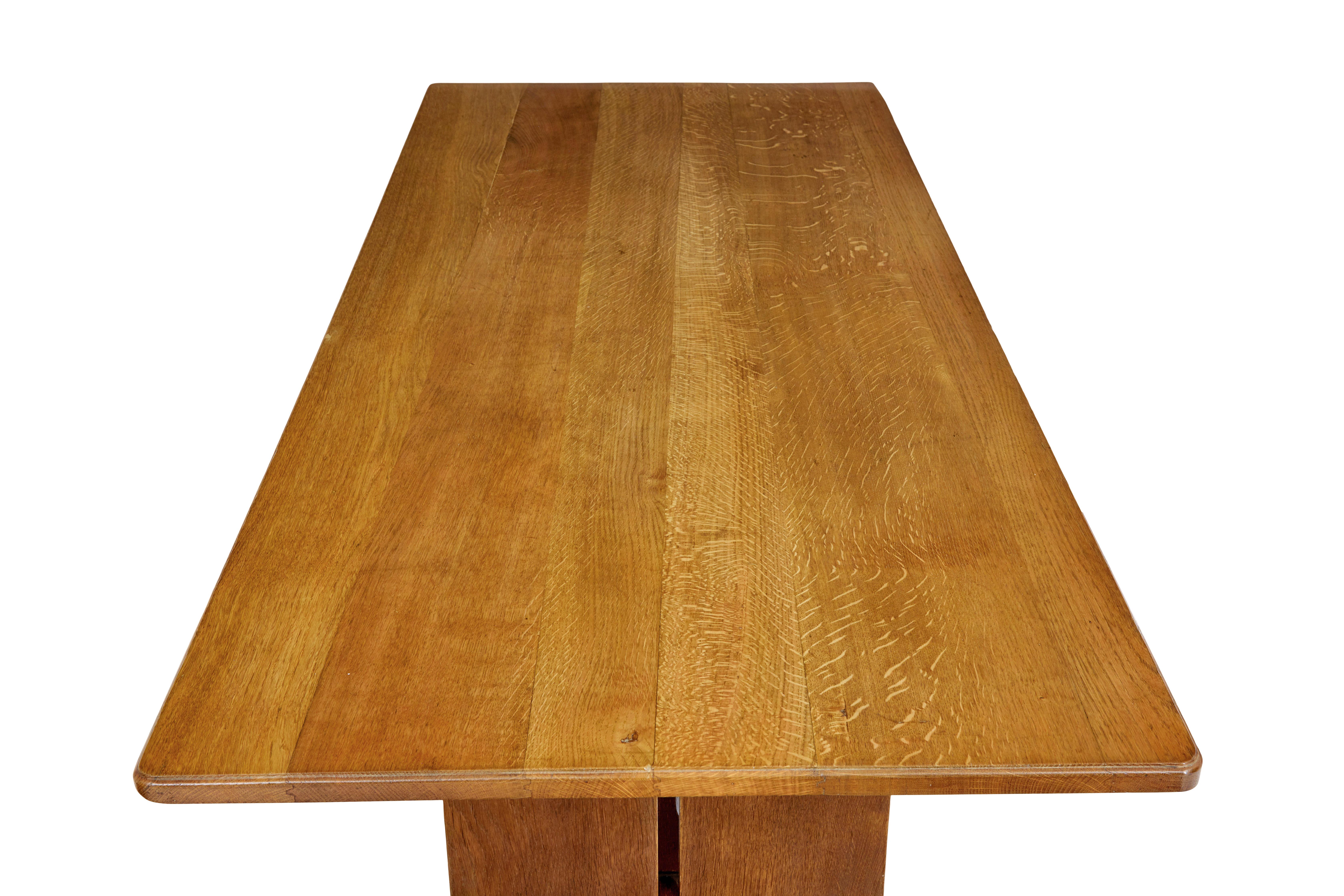 20th Century English Oak Trestle Dining Table 1