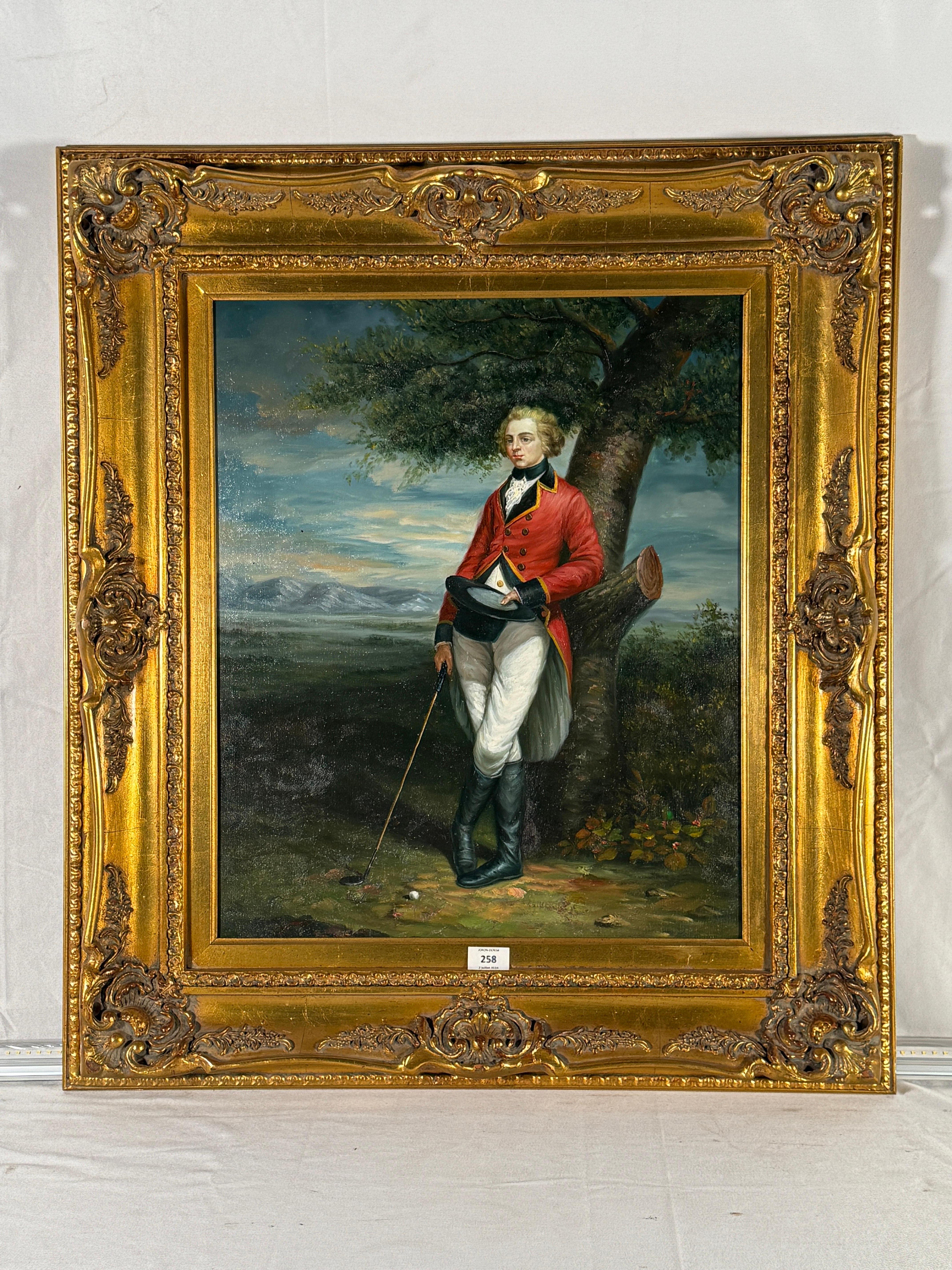 Pintura al óleo inglesa del siglo XX de un golfista Francés en venta