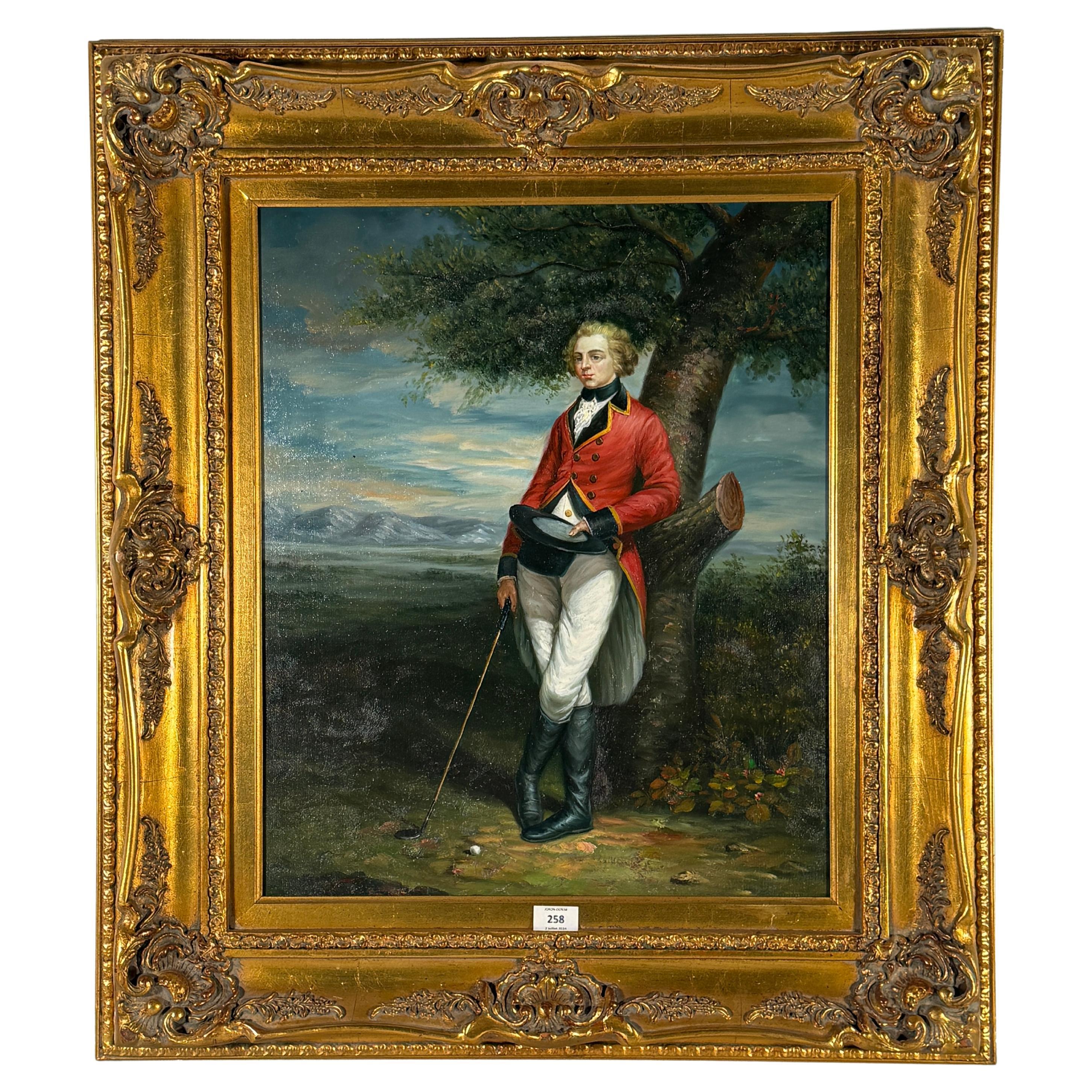 20th Century English Oil Painting Of A Golfer
