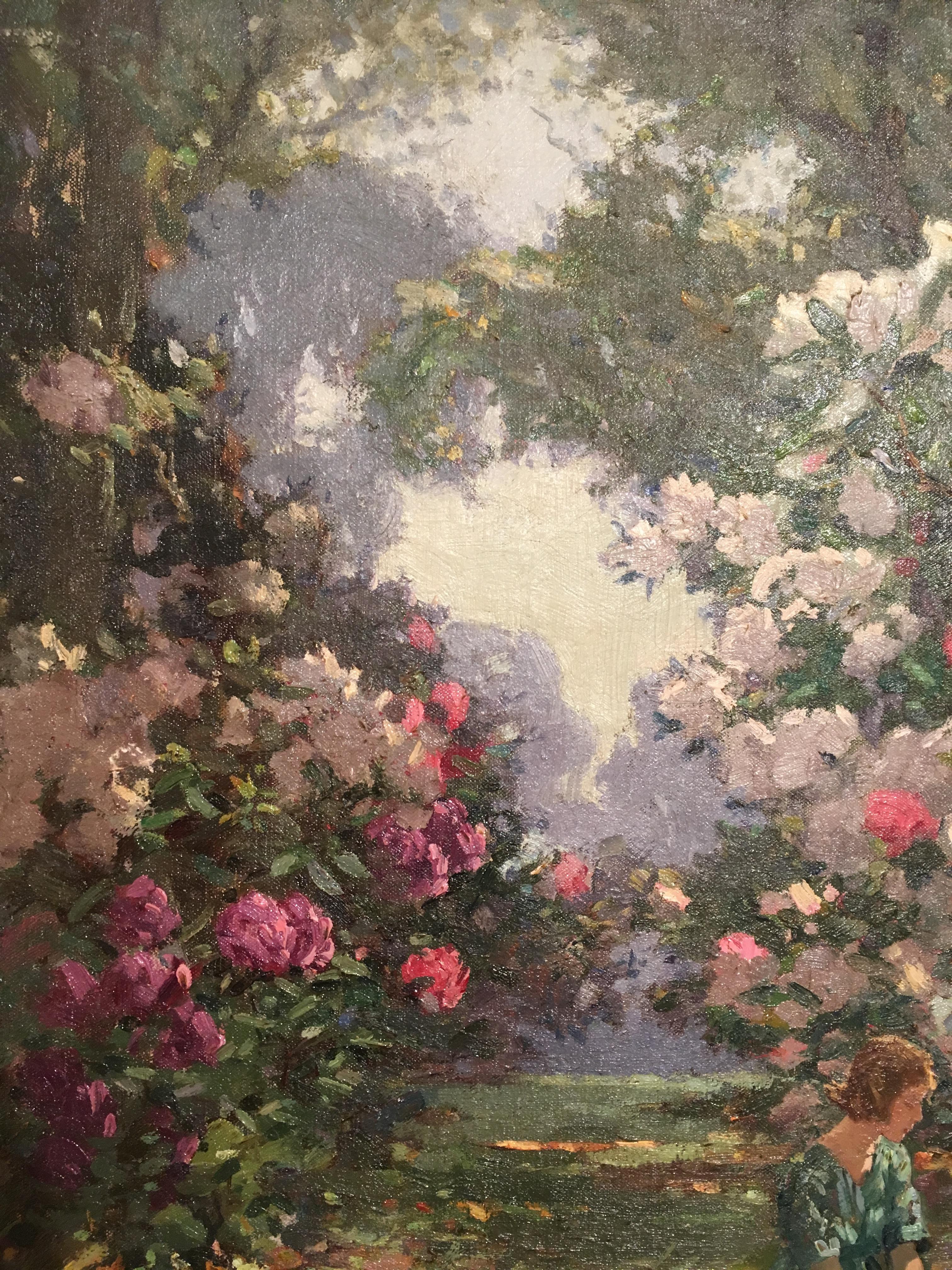 Peinture anglaise du 20e siècle « Kew Gardens » par Augustus W. Enness Excellent état - En vente à London, GB