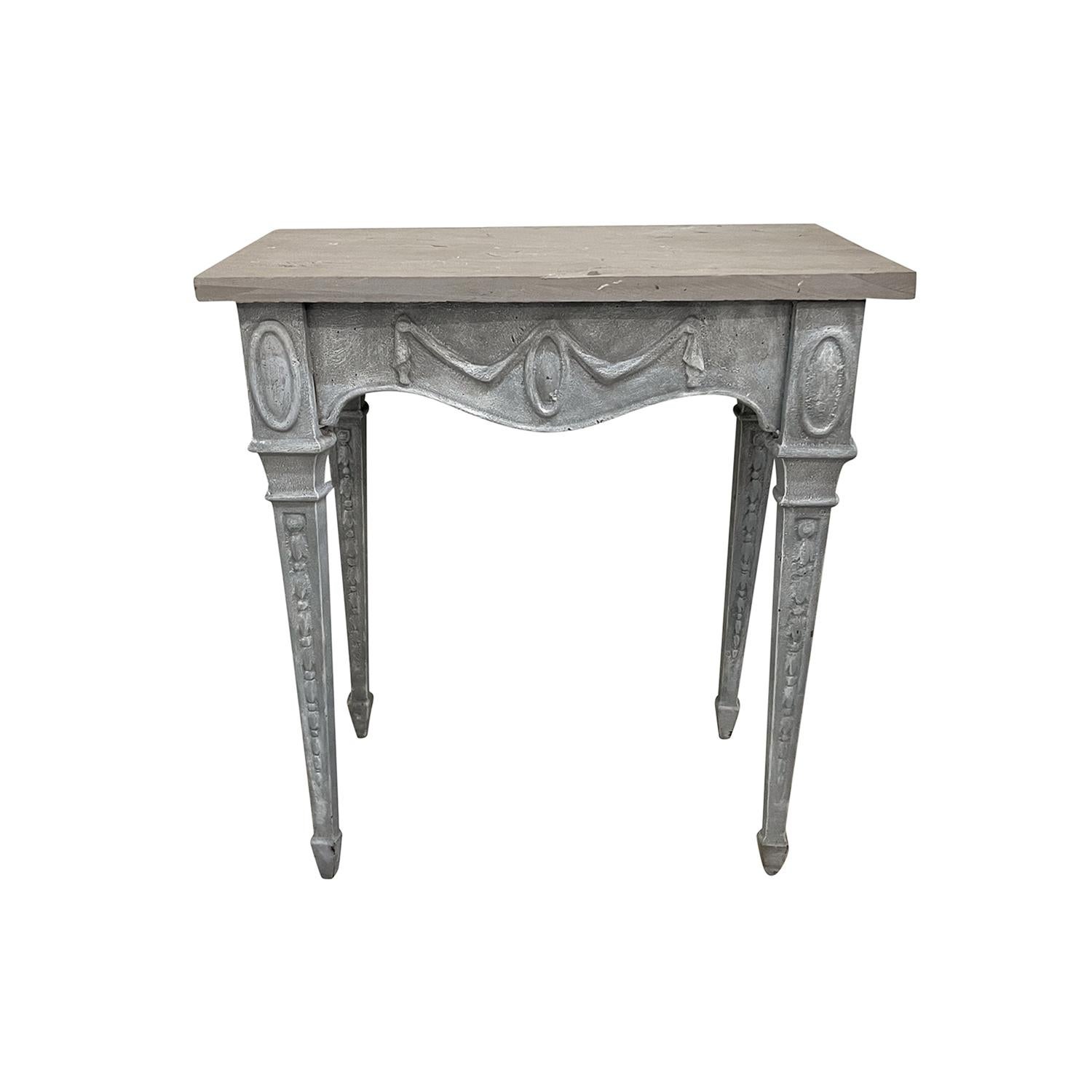 Regency 20th Century English Pair of Cast Iron Consoles Tables, Freestanding End Tables For Sale
