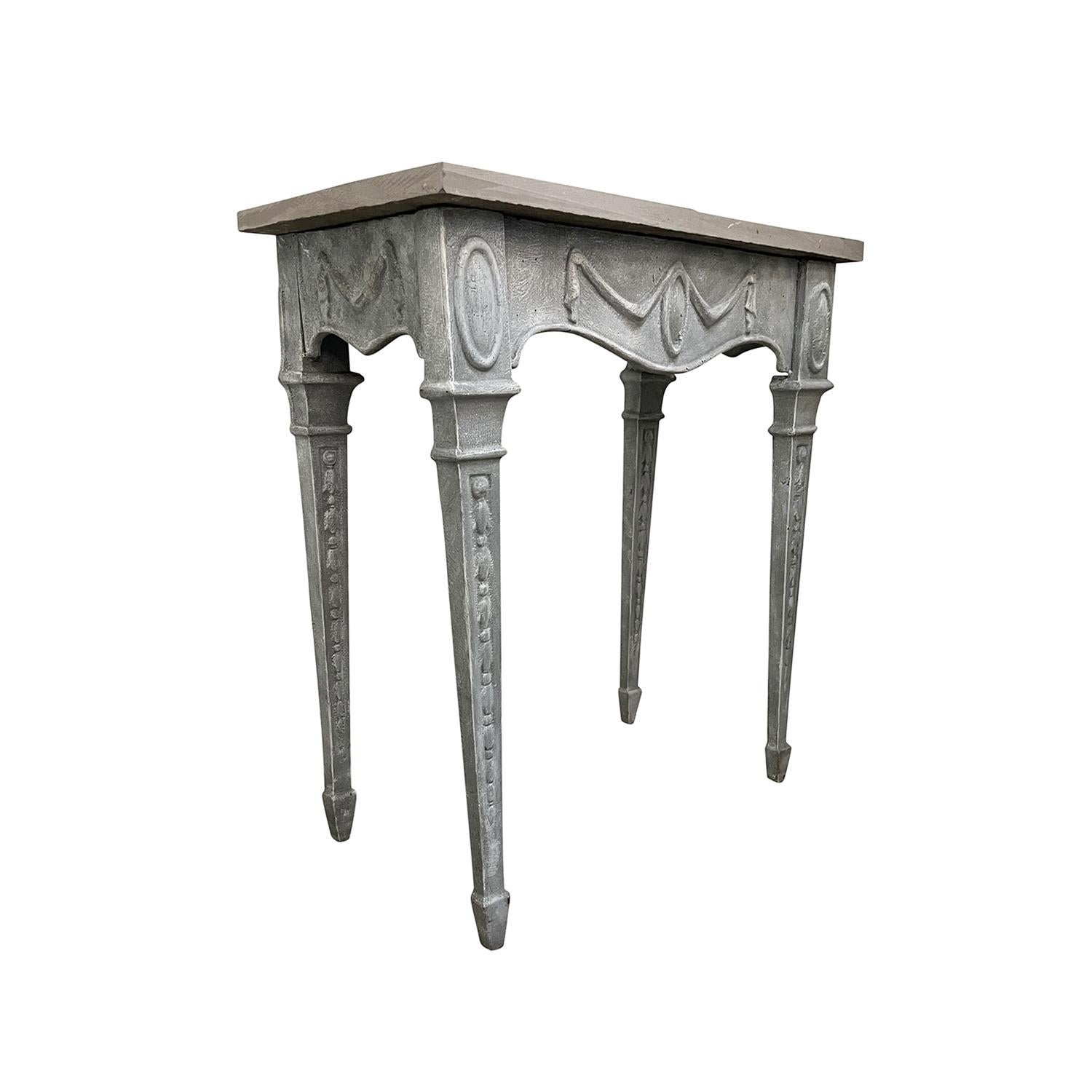 Metal 20th Century English Pair of Cast Iron Consoles Tables, Freestanding End Tables For Sale