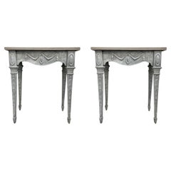 20th Century English Pair of Cast Iron Consoles Tables, Freestanding End Tables