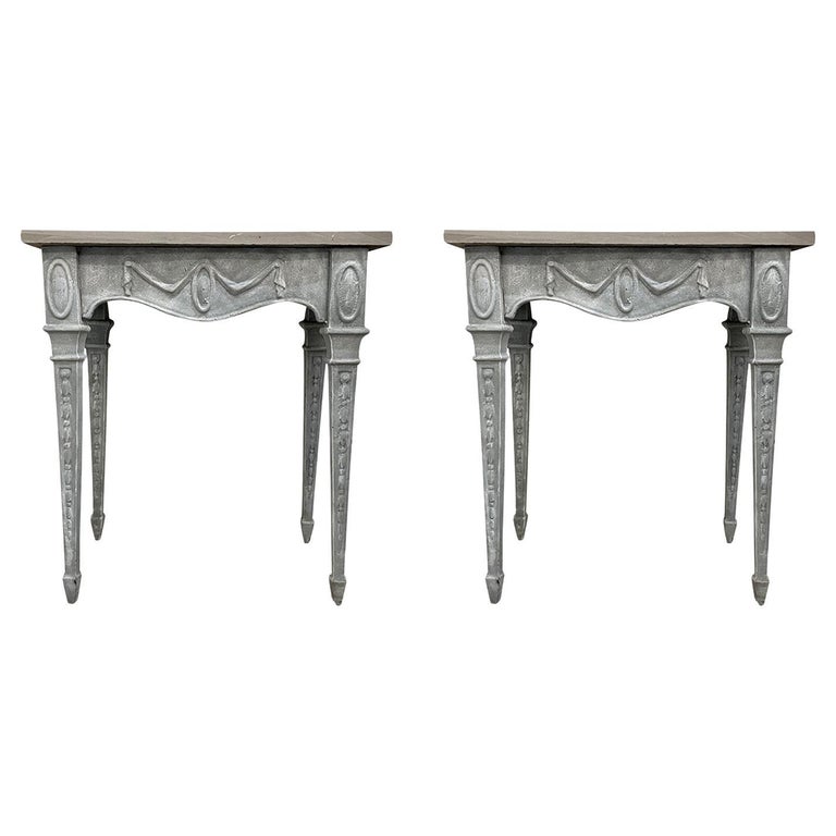 20th Century English Pair of Cast Iron Consoles Tables Freestanding End Tables For Sale at 1stDibs