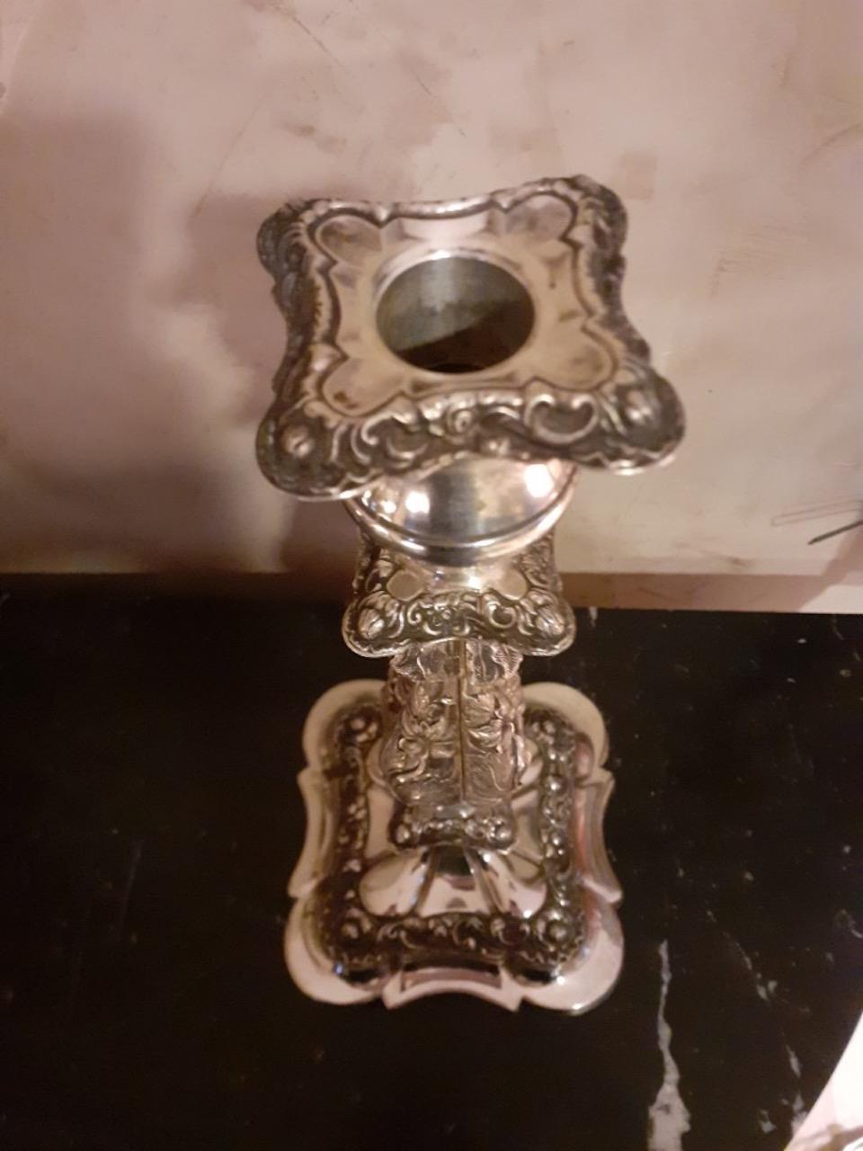 Mid-20th Century 20th Century English Pair of Silver Plate Candleholder, 1930s For Sale
