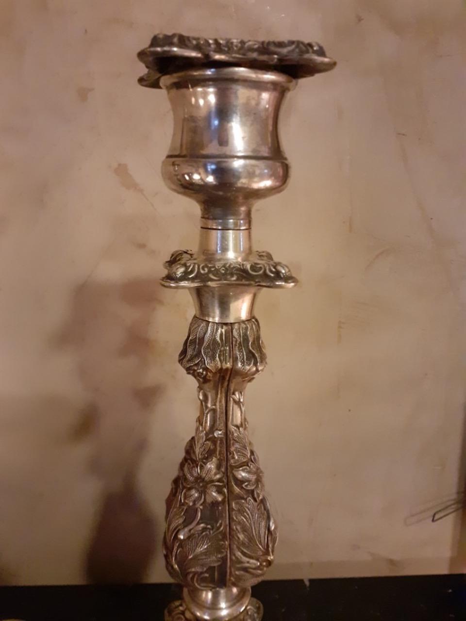 20th Century English Pair of Silver Plate Candleholder, 1930s For Sale 4