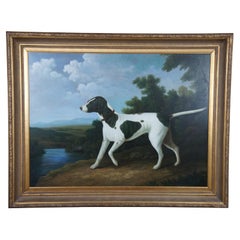 20th Century English Pointer Realist Dog Portrait Painting Oil on Canvas Framed