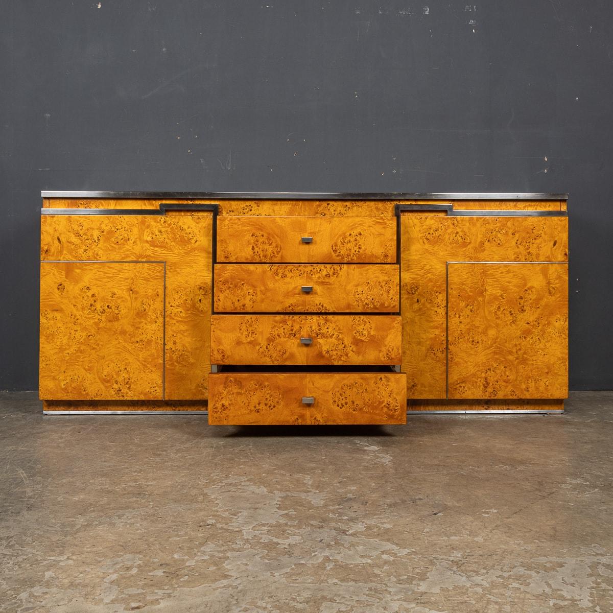 20th Century English Pollard Oak & Nickel Detailed Credenza c.1970 For Sale 1