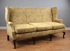 20th Century English Queen Anne Style Wing Back Sofa