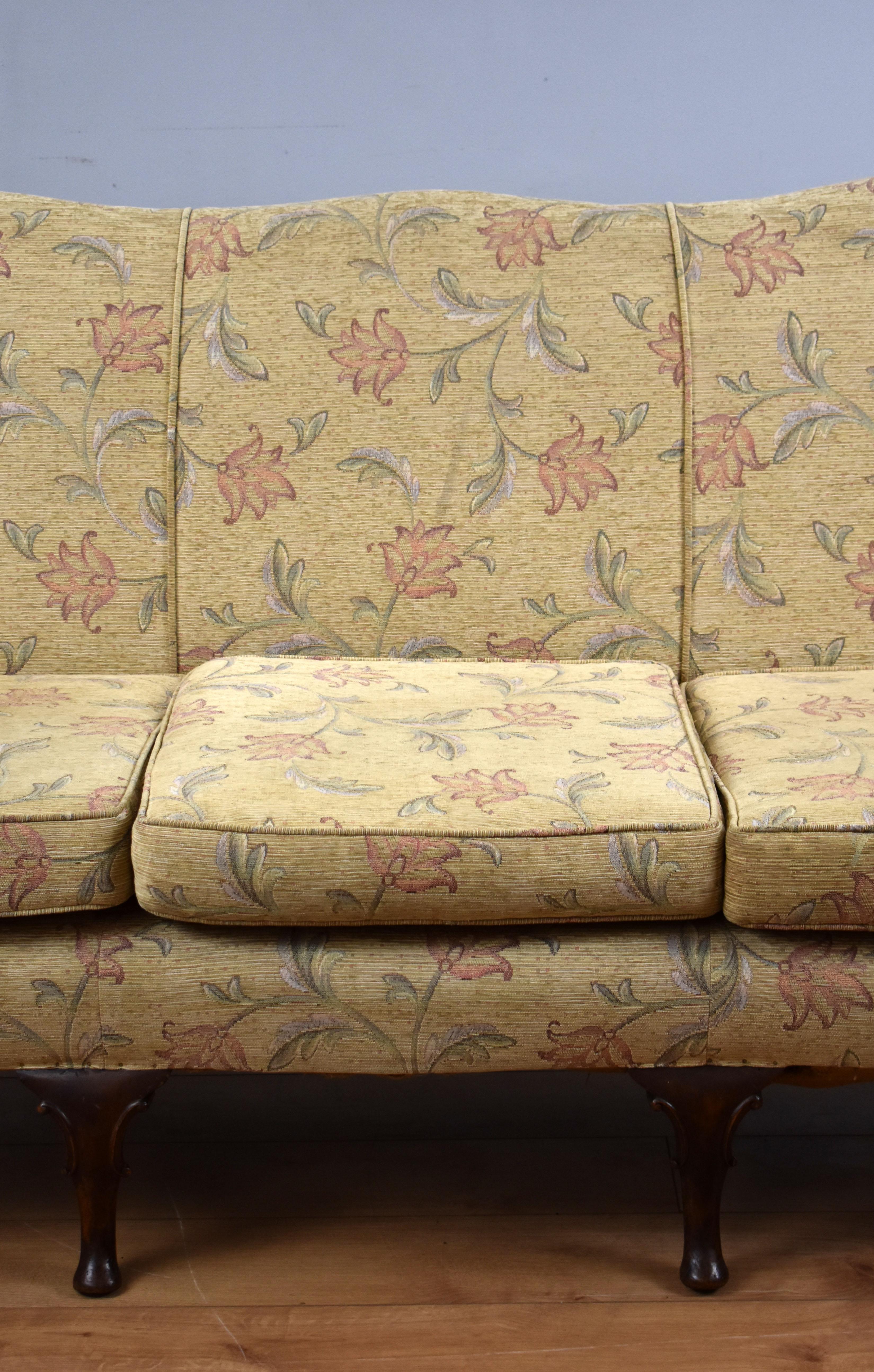 20th Century English Queen Anne Style Wing Back Sofa 1