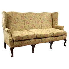 Antique 20th Century English Queen Anne Style Wing Back Sofa