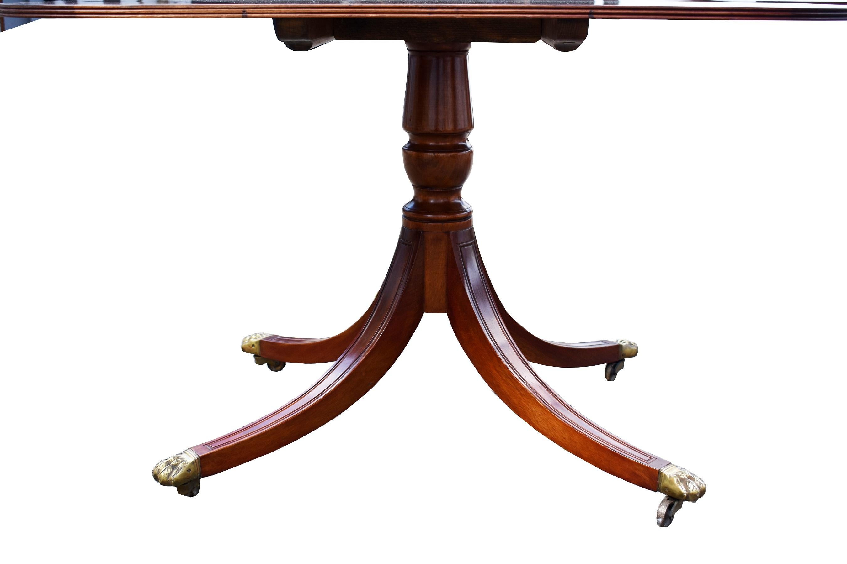 20th Century English Regency Style Mahogany Four Pedestal Dining Table 1