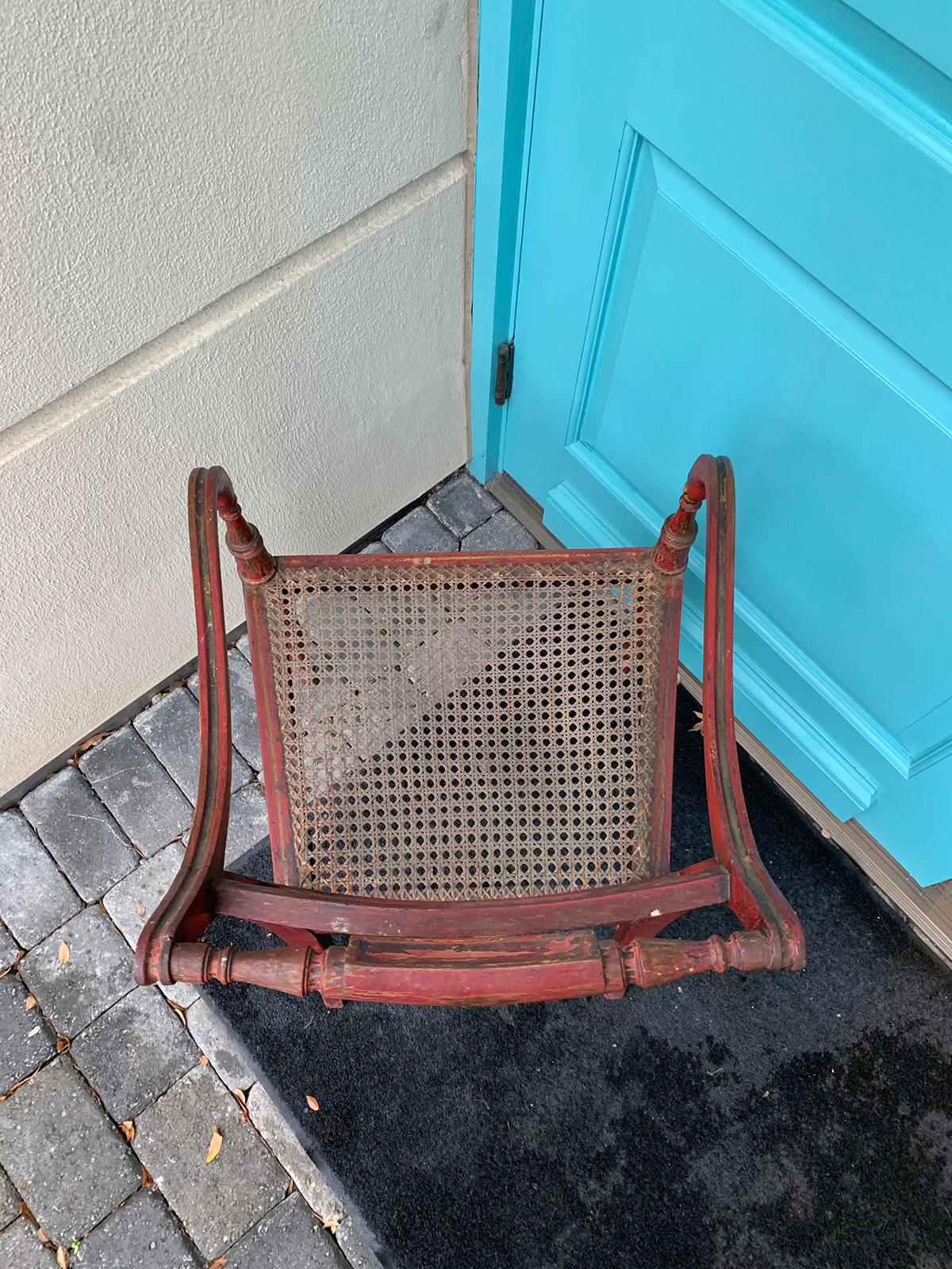 20th Century English Regency Style Red Armchair with Cane Seat 7