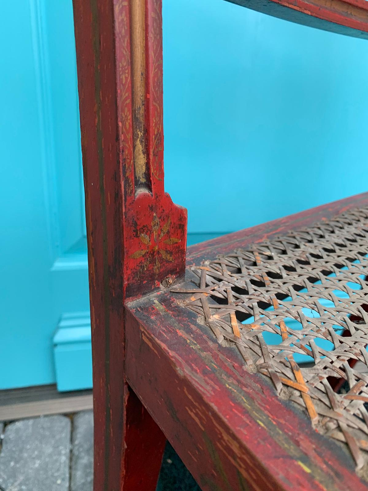 20th Century English Regency Style Red Armchair with Cane Seat 13