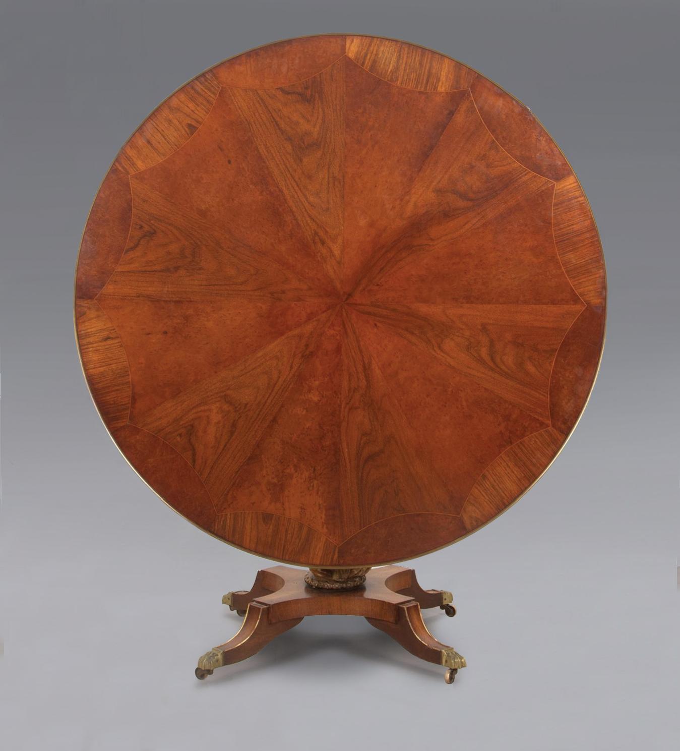 Brass 20th Century English Regency Style Tilt Top Table For Sale