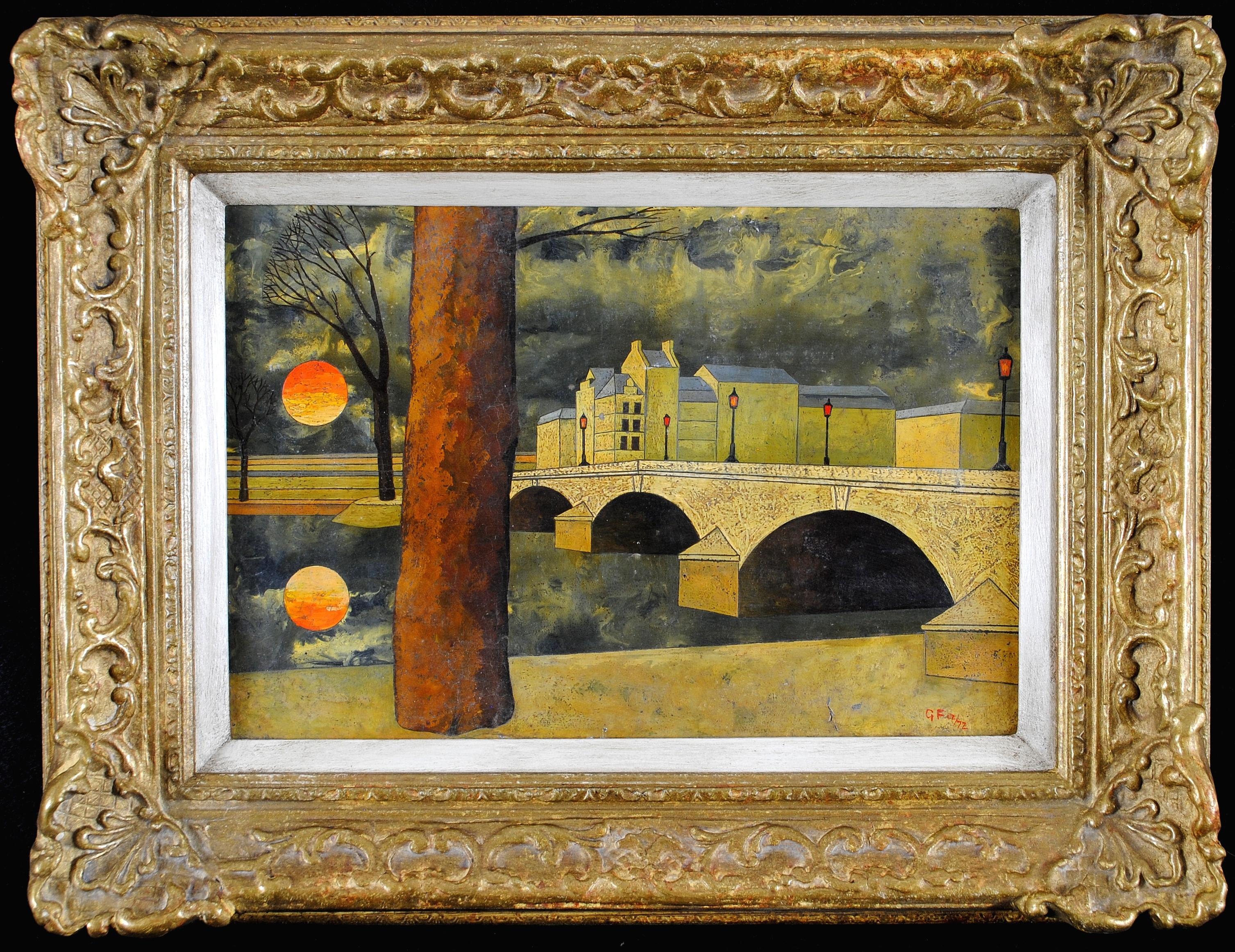 Île Saint Louis - Senna Parigi Francia Pittura surrealista olio su tavola