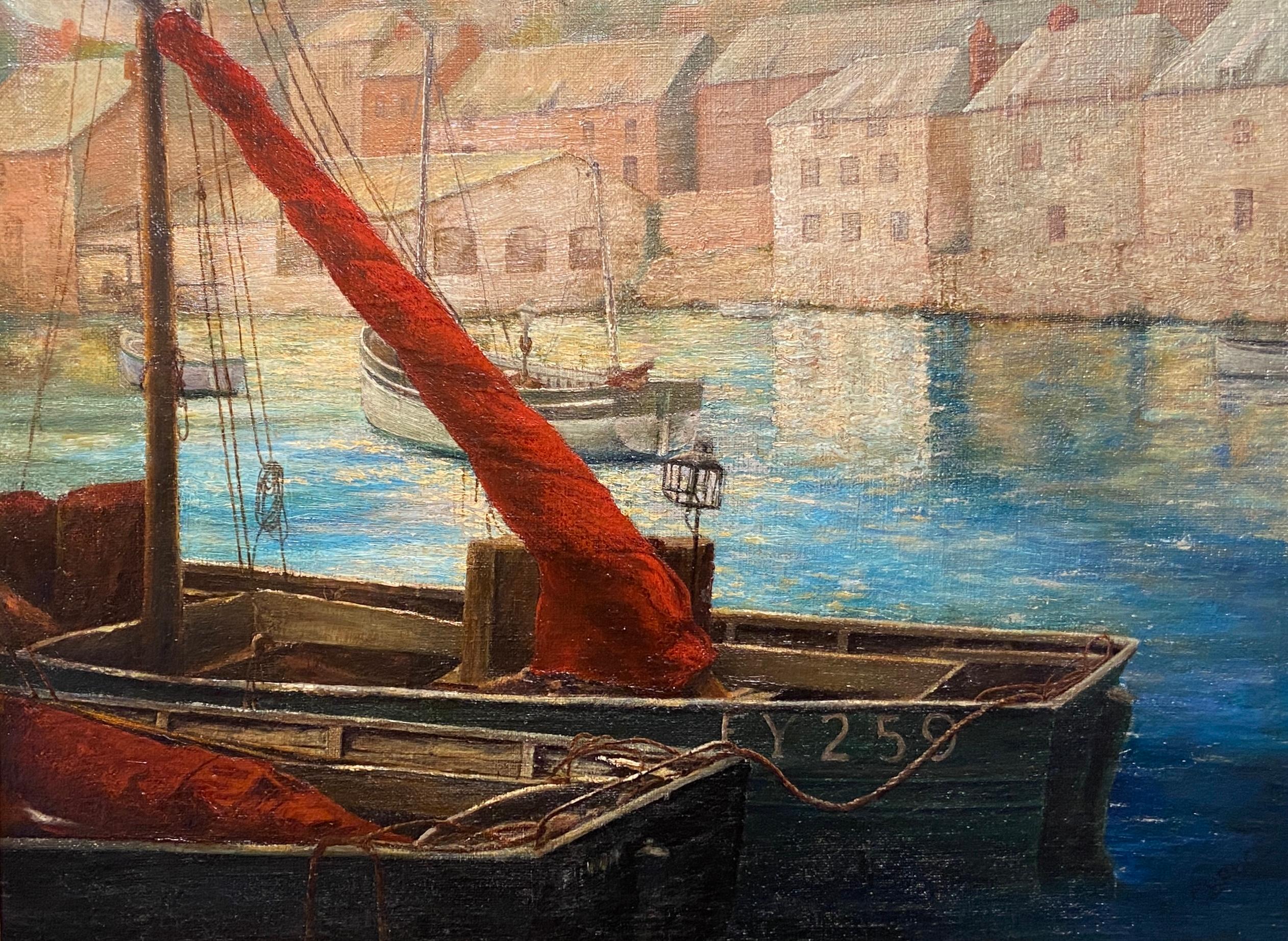 20th Century English School Landscape Painting - Port of Fowey, Cornwall, Oil Painting on Canvas, English School