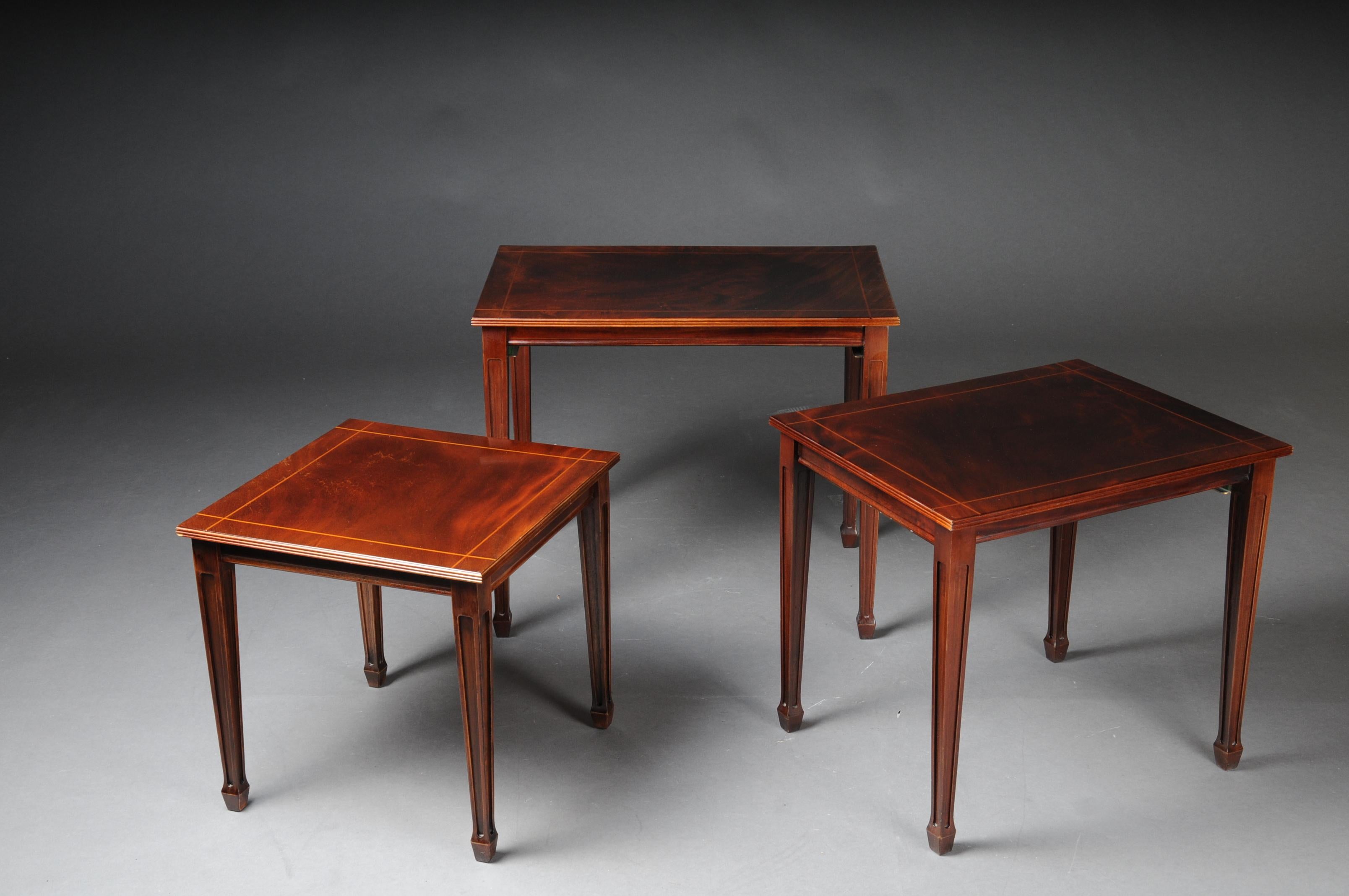20th Century English Set of 3 Side Tables, Mahogany 3
