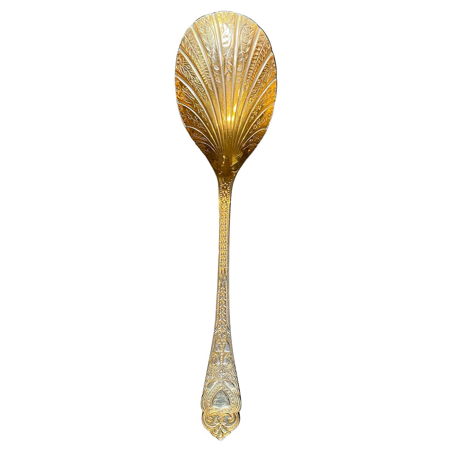 20th Century English Sheffield Gold Spoon, Marked For Sale