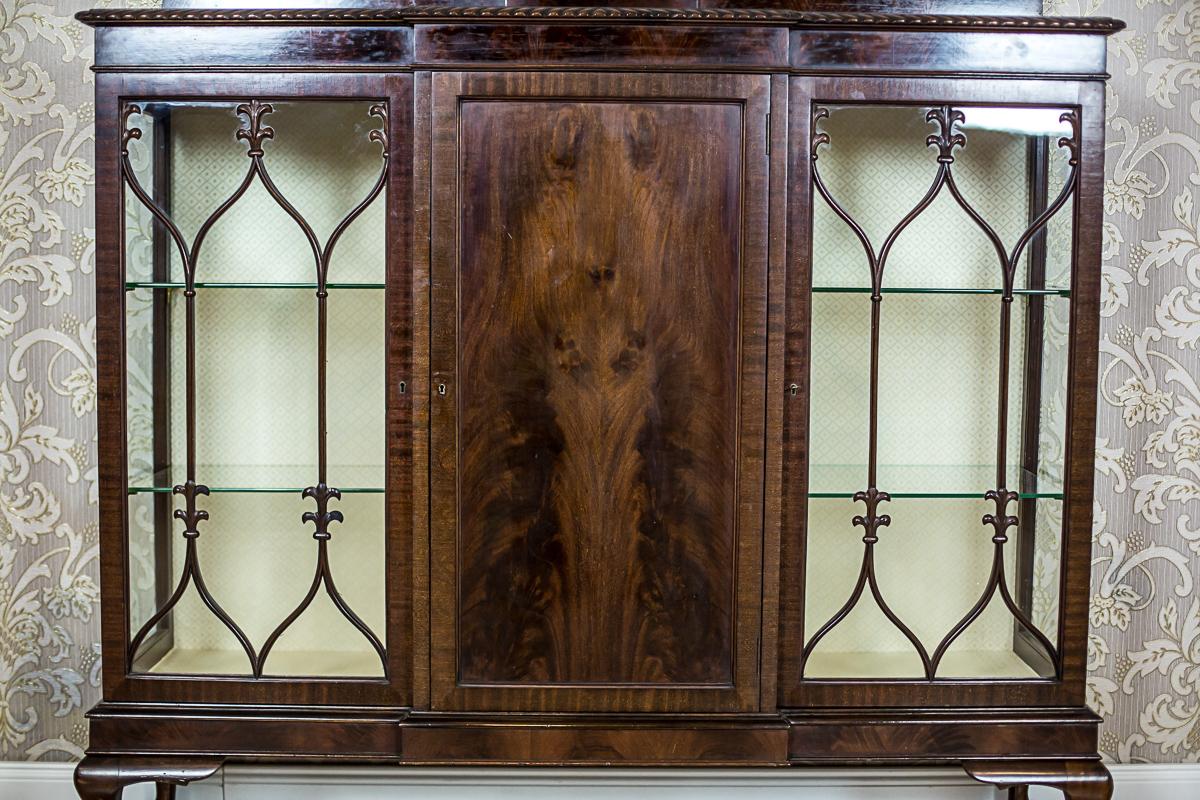 20th-Century English Showcase in the Chippendale Type Veneered with Mahogany In Good Condition In Opole, PL