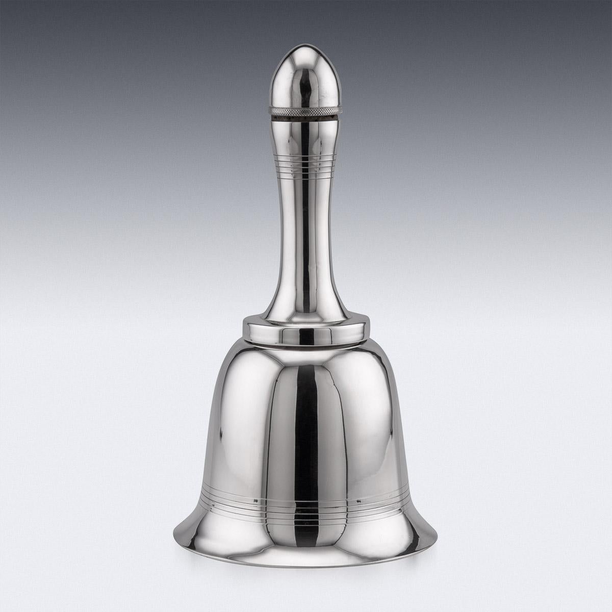 A silver plated bell-form cocktail shaker, stamped below A&C, ASPREY LONDON, Made in England, patent. It is easy to imagine the appeal behind these objects which would have made wonderful items to wow their guests.

Condition
In Great Condition -