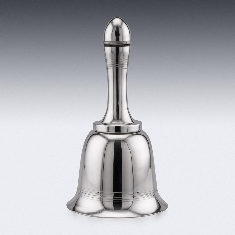 A silver plated bell-form cocktail shaker, stamped below A&C, ASPREY LONDON, Made in England, patent. It is easy to imagine the appeal behind these objects which would have made wonderful items to wow their guests.

Condition
In Great Condition -