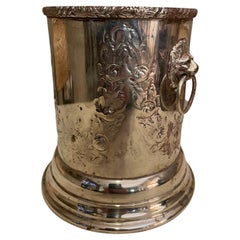 20th Century, English Silver Plated Lions's Head Handle Champagne Bucket