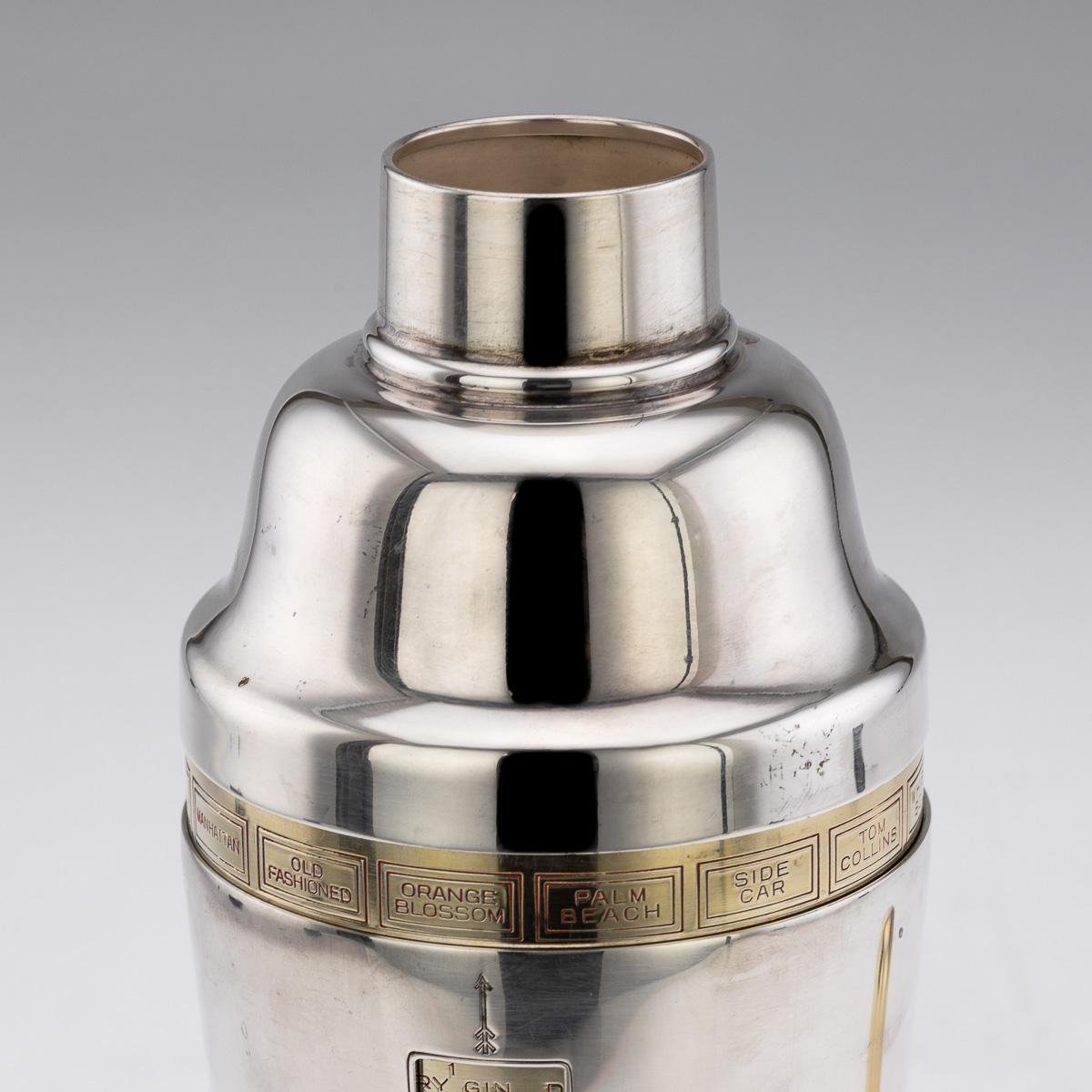 Englischer versilberter Cocktailshaker „Tells-U-How“ des 20. Jahrhunderts, um 1930 im Angebot 6