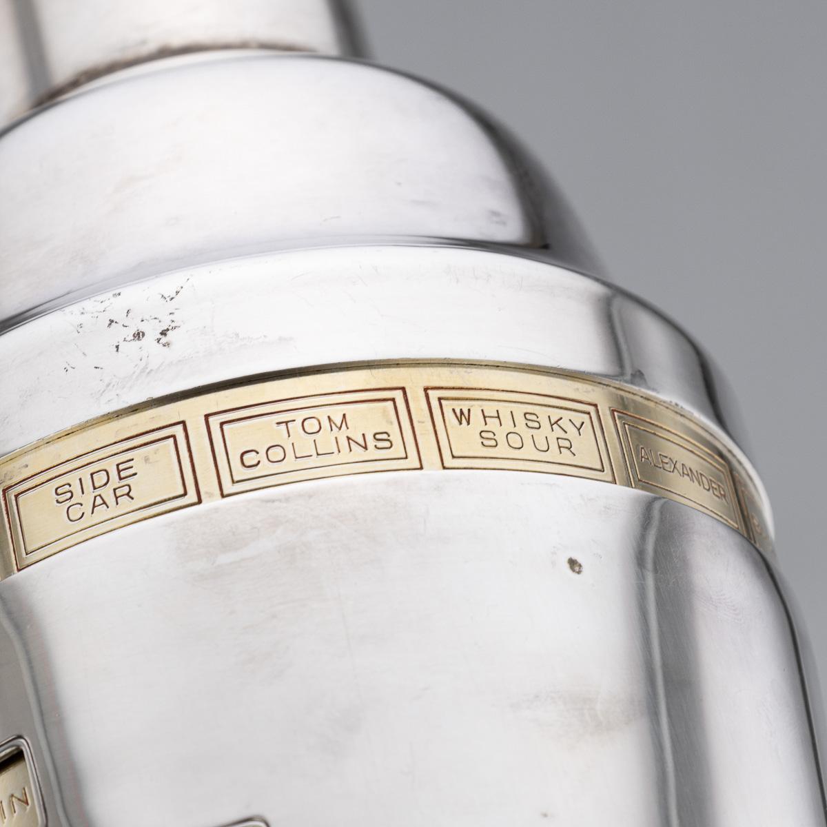 Englischer versilberter Cocktailshaker „Tells-U-How“ des 20. Jahrhunderts, um 1930 im Angebot 9