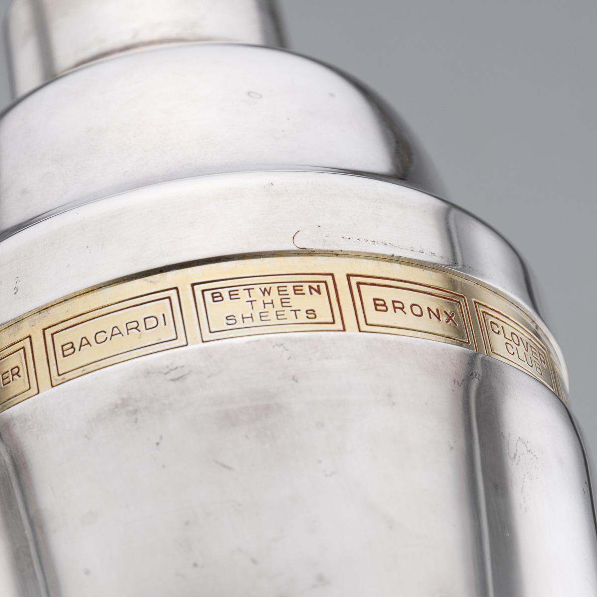 Englischer versilberter Cocktailshaker „Tells-U-How“ des 20. Jahrhunderts, um 1930 im Angebot 10