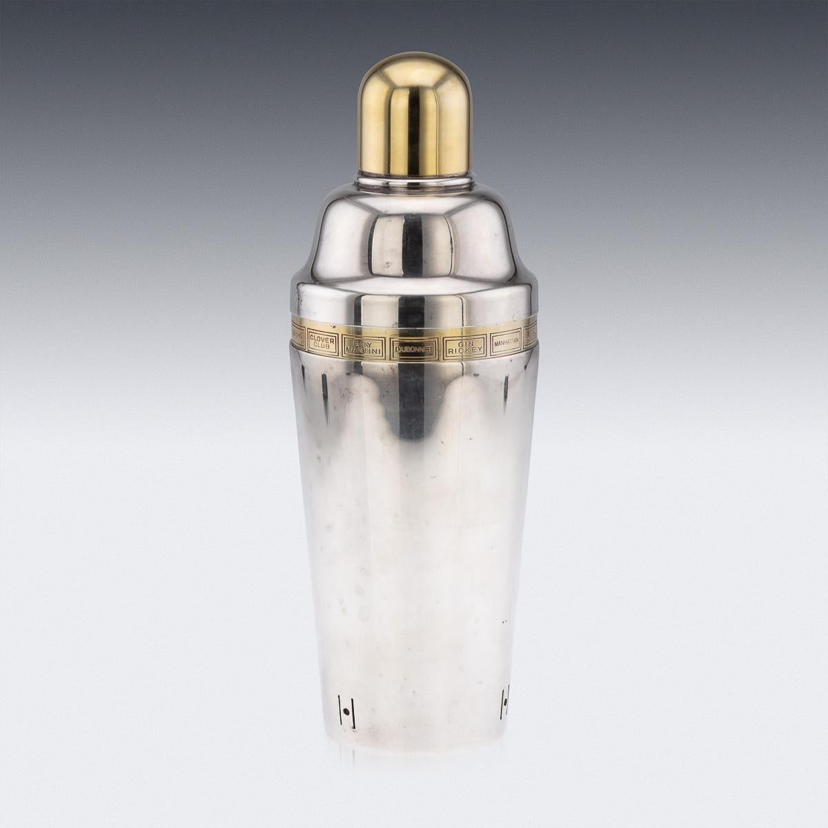 Englischer versilberter Cocktailshaker „Tells-U-How“ des 20. Jahrhunderts, um 1930 (Britisch) im Angebot