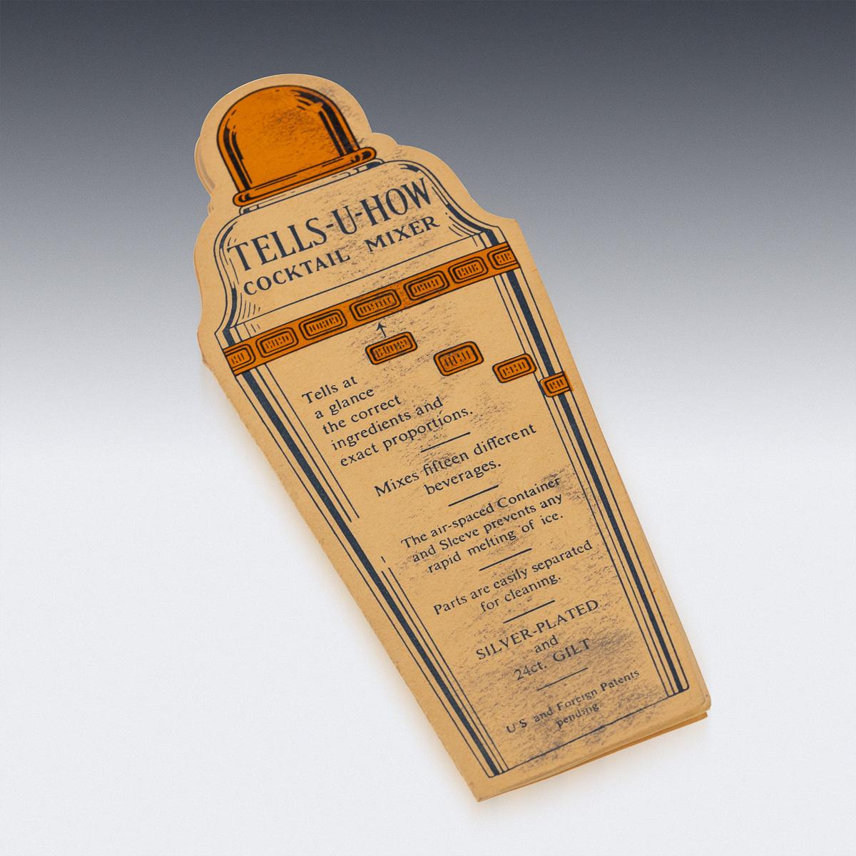 Englischer versilberter Cocktailshaker „Tells-U-How“ des 20. Jahrhunderts, um 1930 im Angebot 2