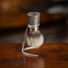 20th Century English Silver Shaving Brush & Stand, Christopher Lawrence, c.1976